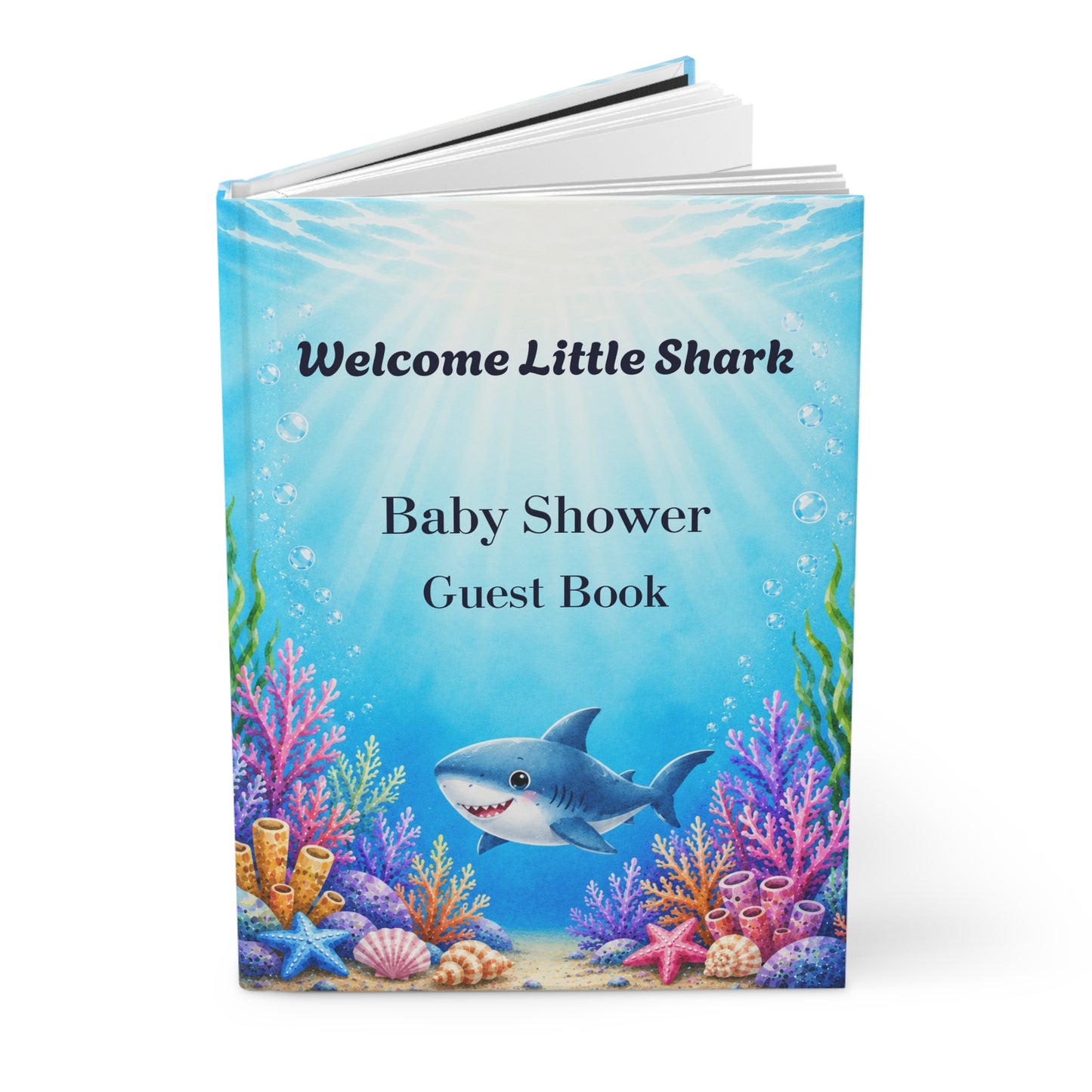 Baby Shower Shark Guest Book with Blank Lined Pages, 5" × 7"