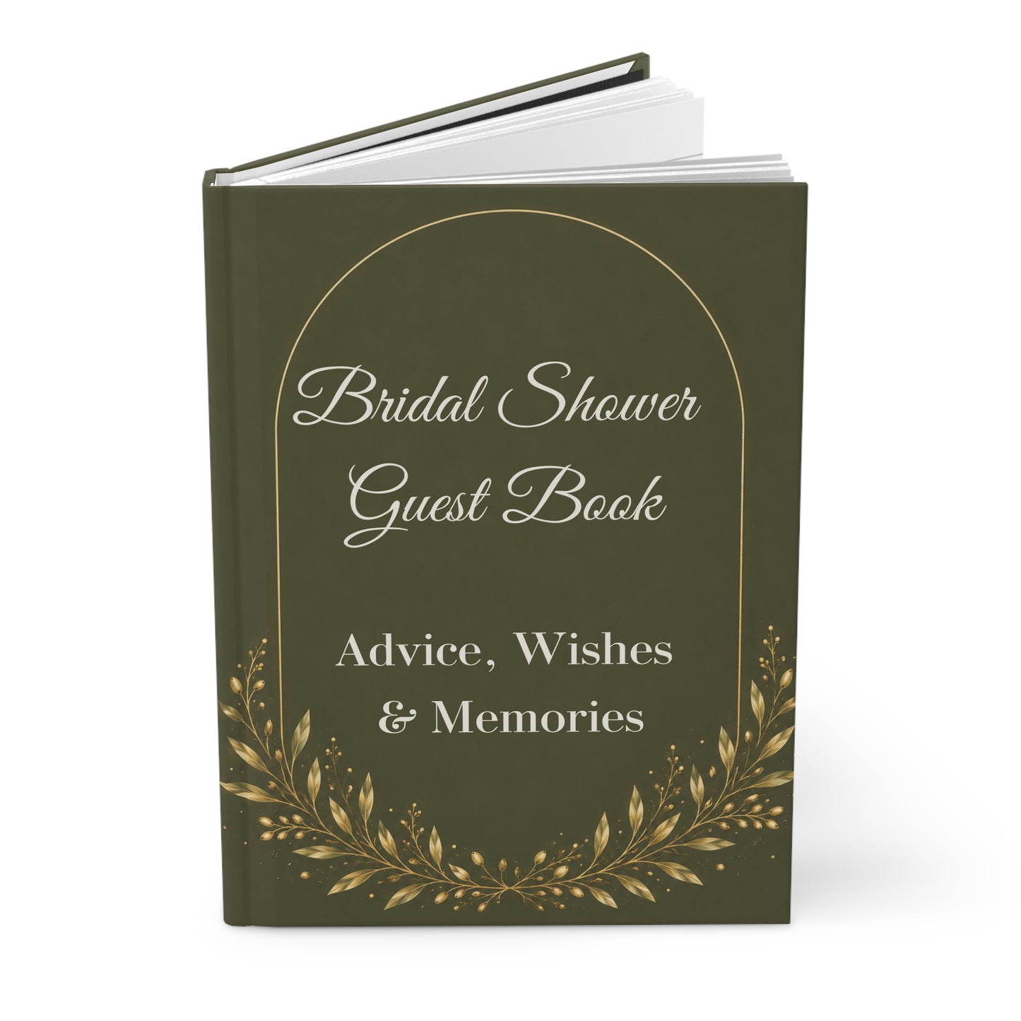 Olive Green Bridal Shower Guest Book with Blank Lined Pages, 5" × 7"