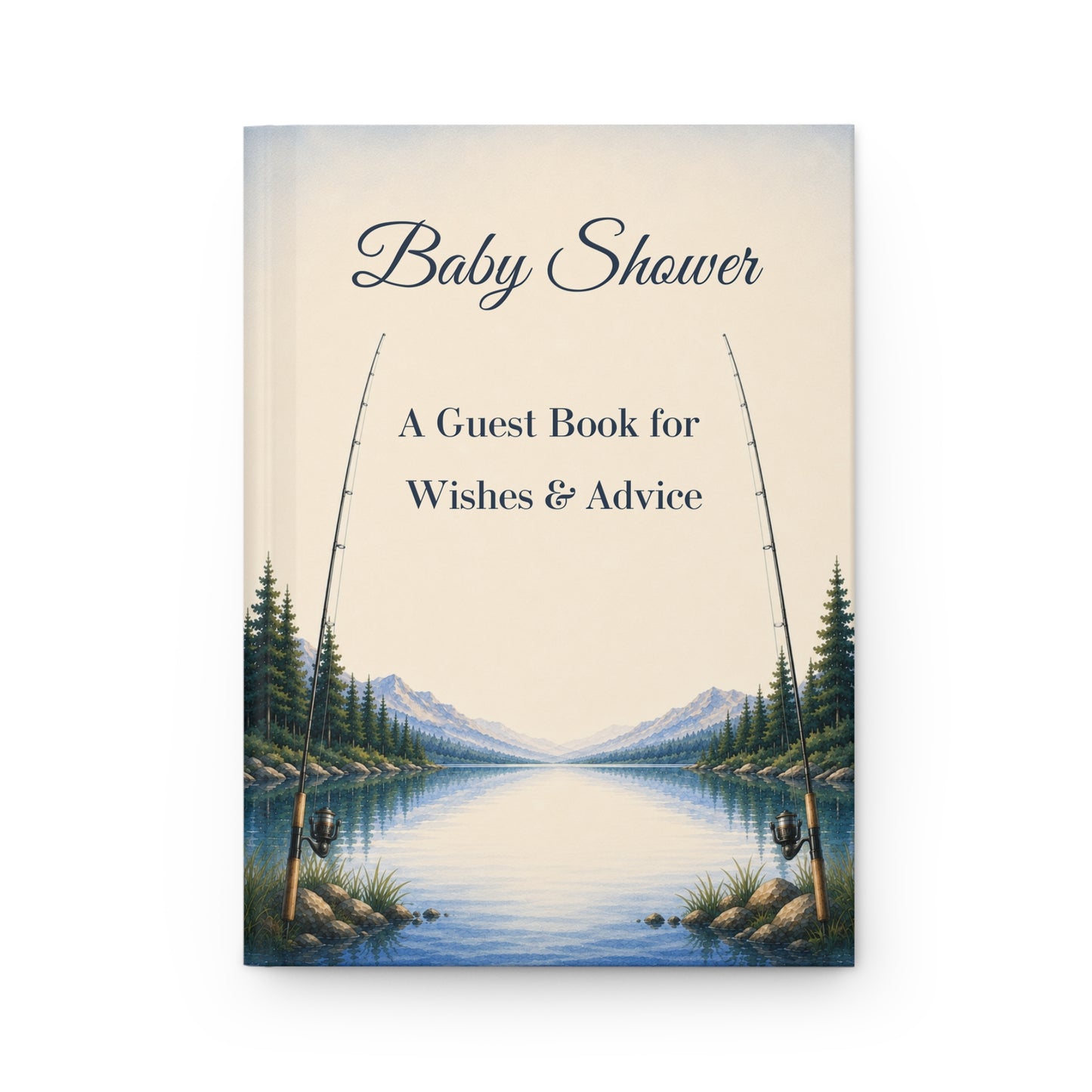 Fishing Baby Shower Guest Book with Blank Lined Pages, 5" × 7"