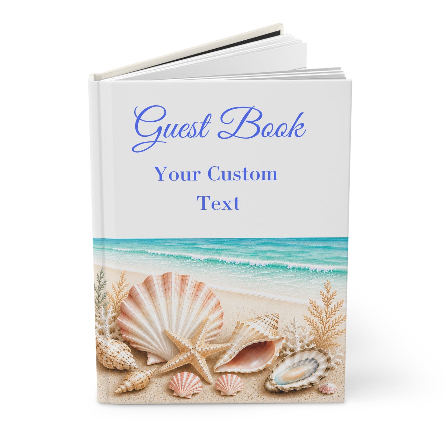 Custom Beach Guest Book, Blank Lined Pages, 5" x 7" Keepsake Book