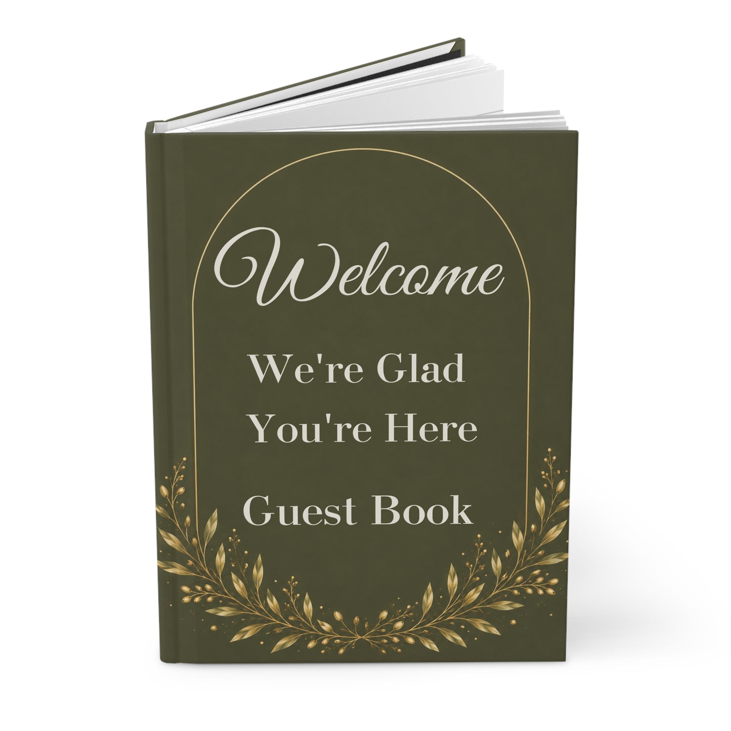Olive Green vacation Rental Guest Book with Blank Lined Pages, 5" × 7"