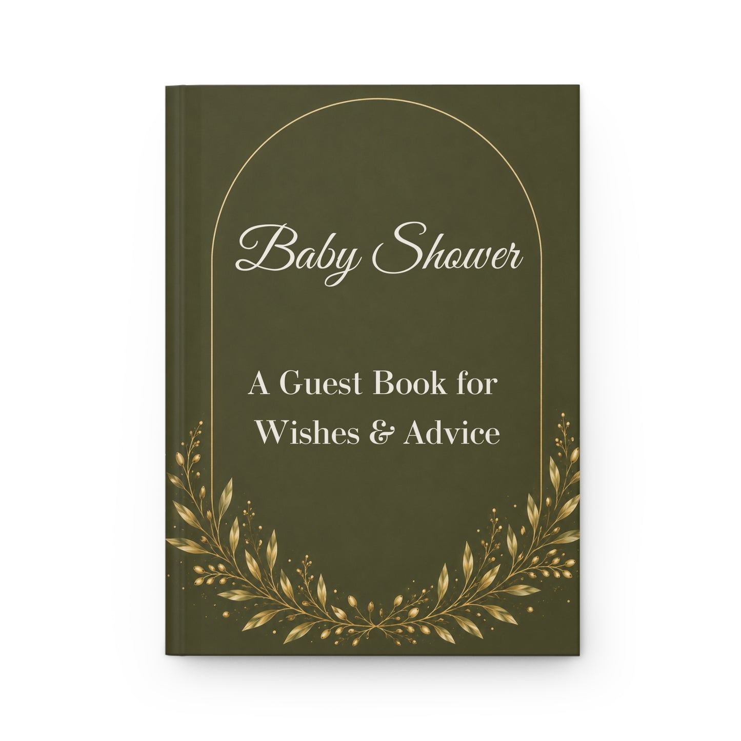 Olive Green Baby Shower Guest Book with Blank Lined Pages, 5" × 7"