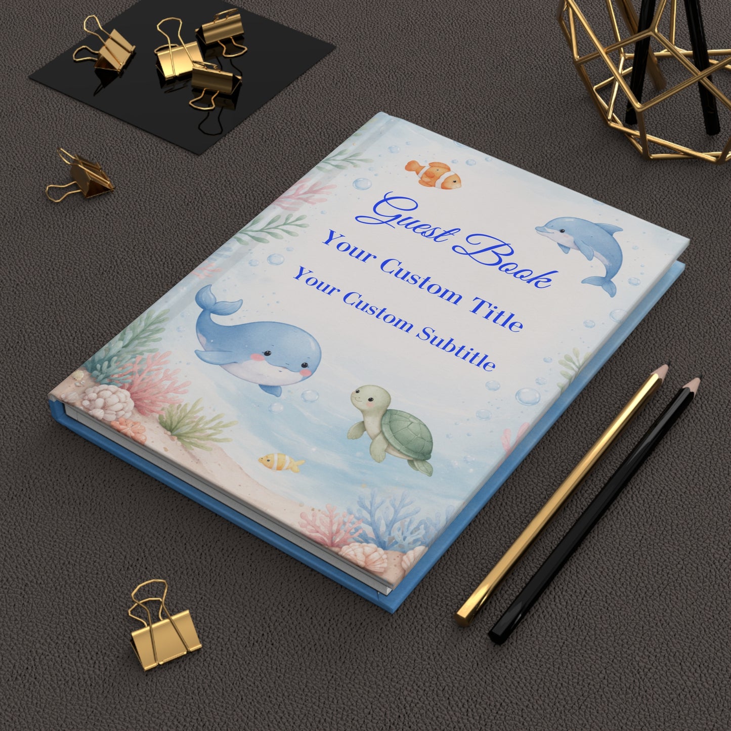 Custom Under the Sea Guest Book with Blank Lined Pages, 5" x 7"