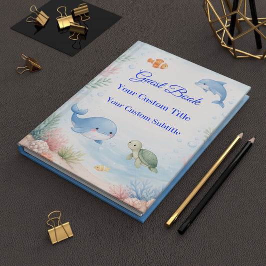 Custom Under the Sea Guest Book with Blank Lined Pages, 5" x 7"