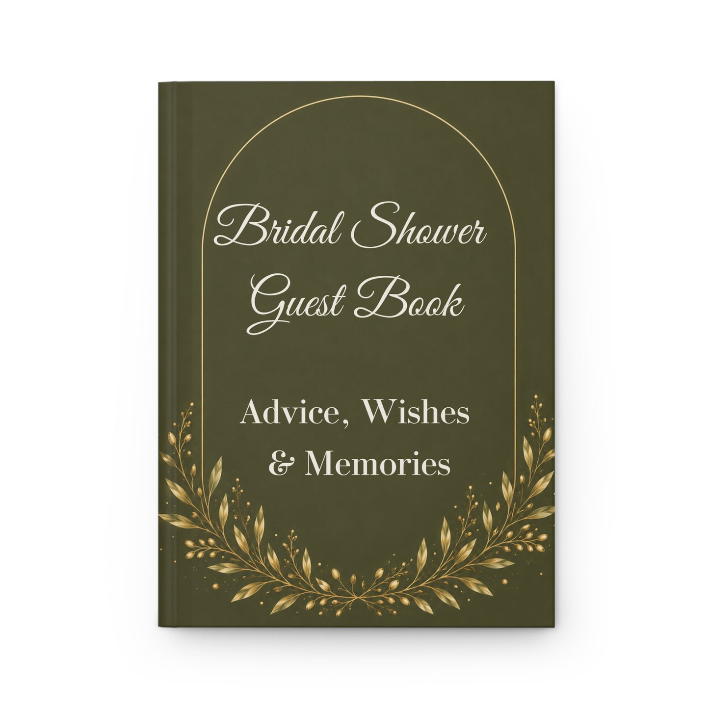 Olive Green Bridal Shower Guest Book with Blank Lined Pages, 5" × 7"