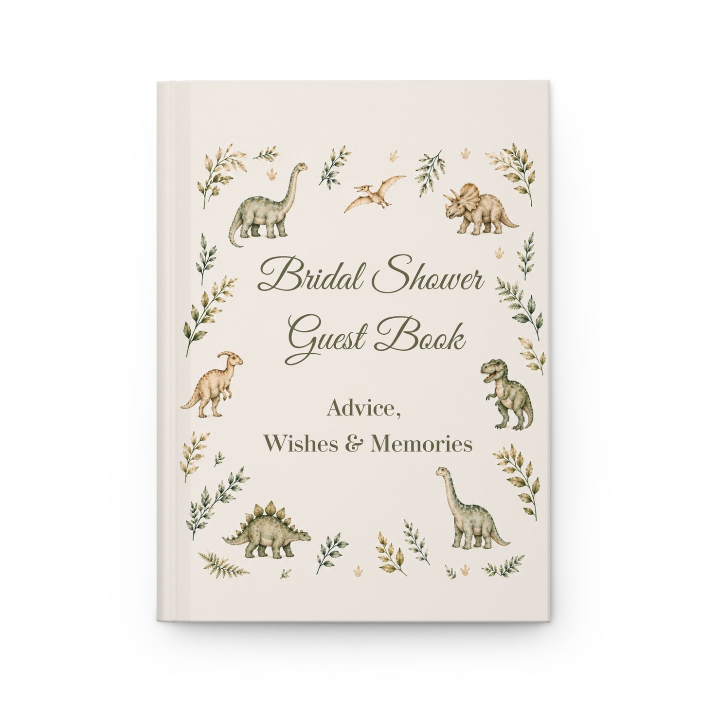 Dinosaur Bridal Shower Guest Book with with Blank Lined Pages, 5" × 7"