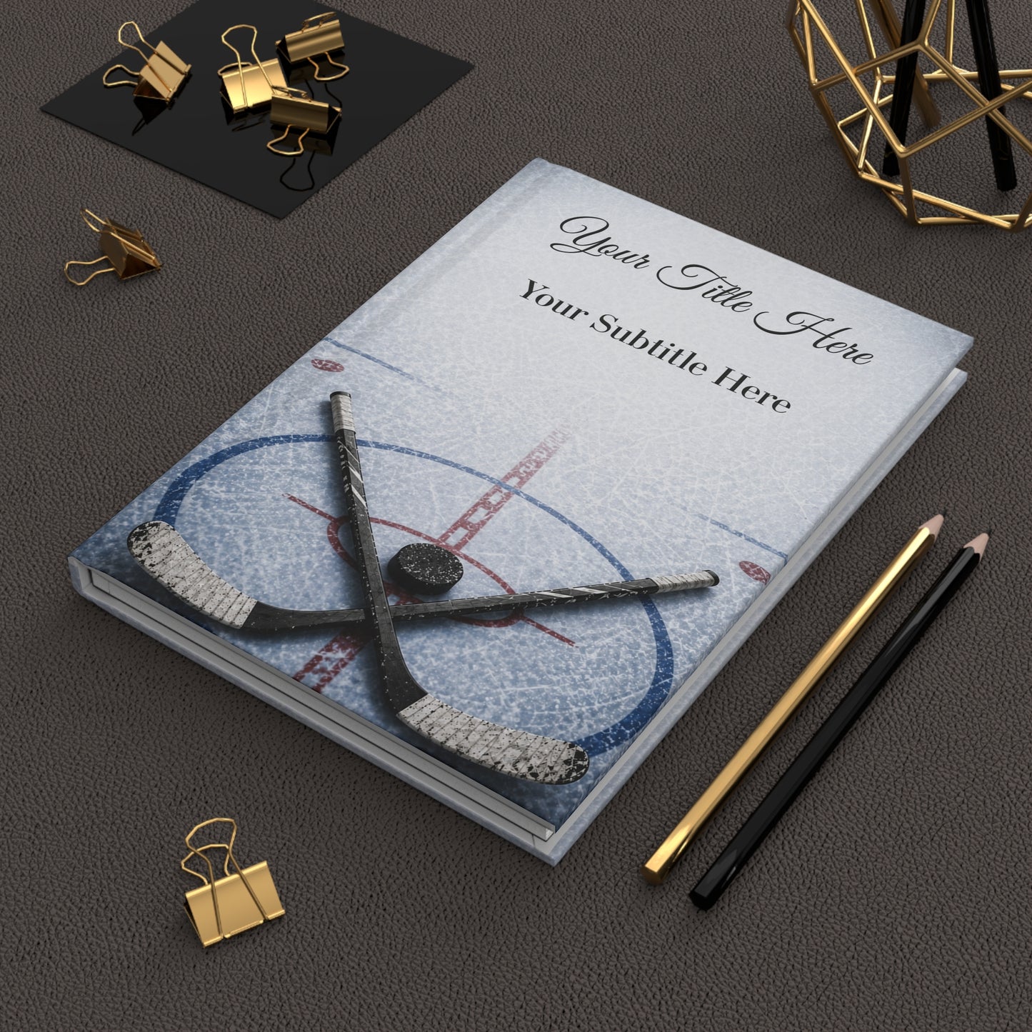 Custom Hockey Guest Book with Blank Lined Pages, 5" × 7"