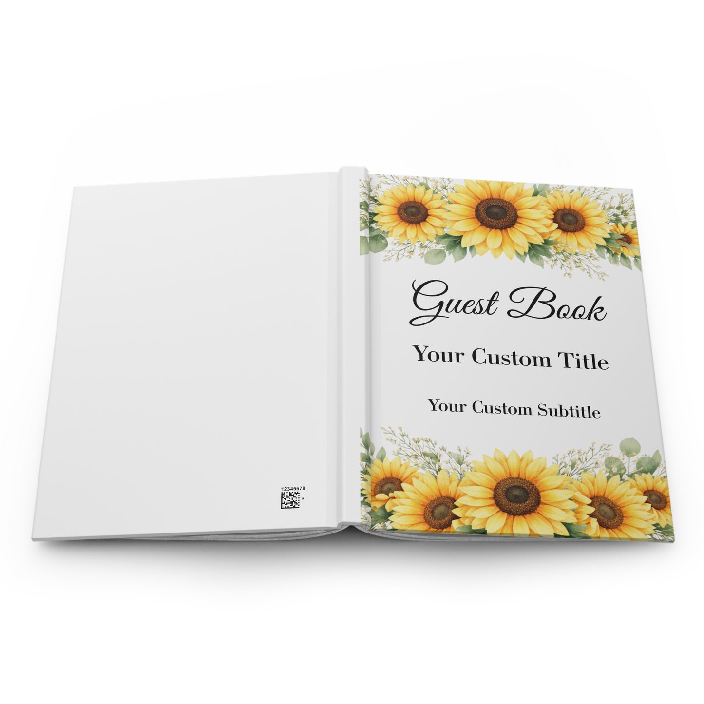 Custom Sunflower Guest Book with Blank Lined Pages, 5" x 7"