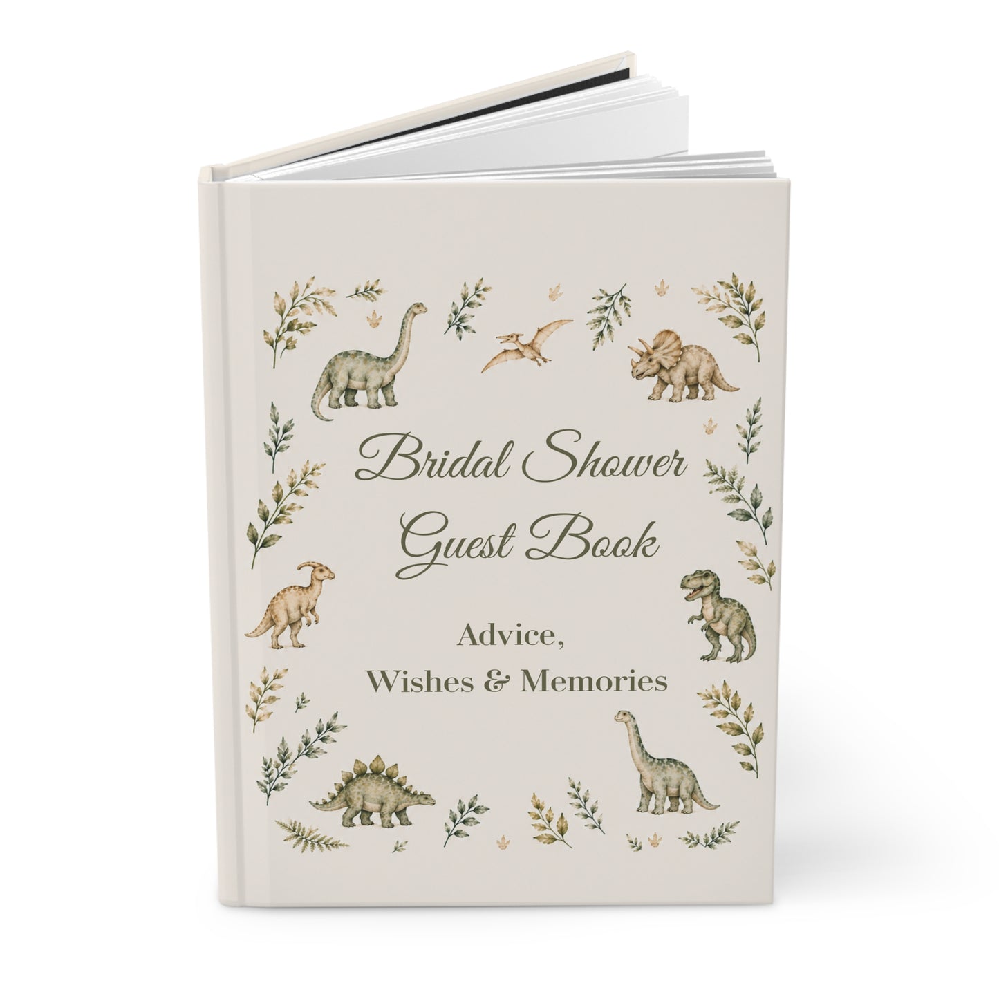 Dinosaur Bridal Shower Guest Book with with Blank Lined Pages, 5" × 7"