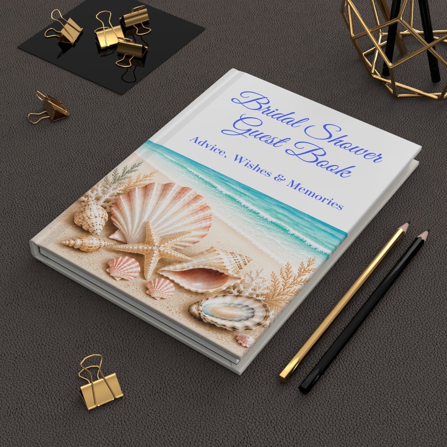 Beach Bridal Shower Guest Book with Blank Lined Pages, 5" x 7" Keepsake Book