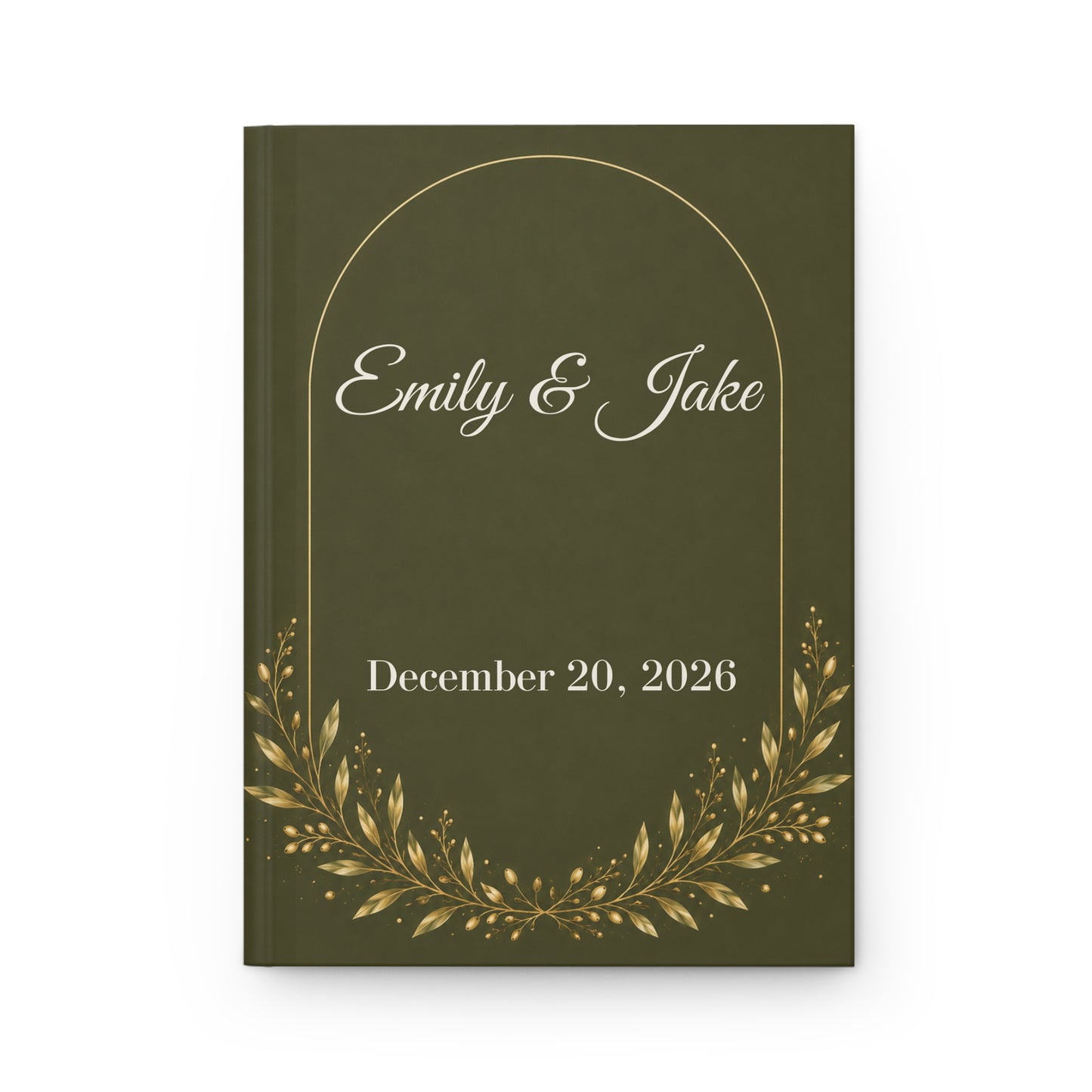Custom Olive Green Guest Book with Blank Lined Pages, 5" × 7"